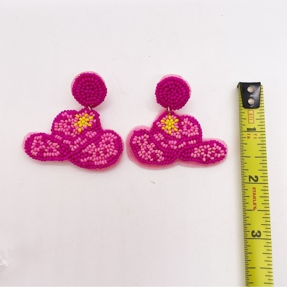 Pink Beaded Cowboy Hat Earrings - Picture 4 of 4